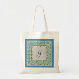 Monogrammed Blue God God God God Gräns Tote Bag Tygkasse