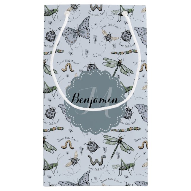 Monogrammed Blue Kryp och Insekter Boy Shower (Baksidan)