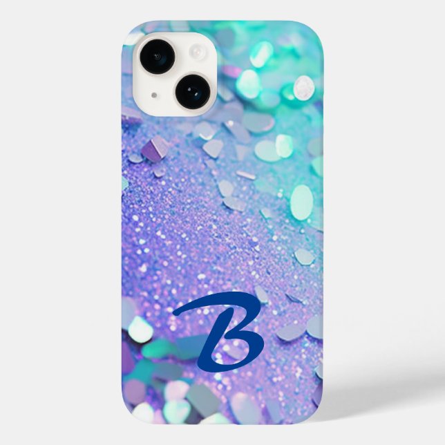 Monogrammed Blue Lavender Mint Glitter (Baksida)