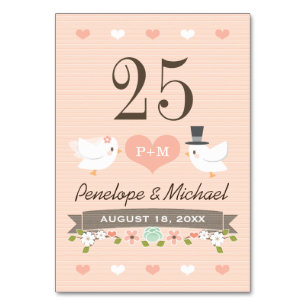 Monogrammed Blus Love birds Dove-Bordsnumret Bordsnummer