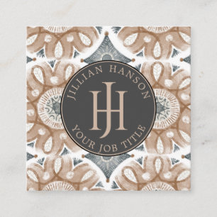 Monogrammed Boho-Affärskortet Fyrkantigt Visitkort