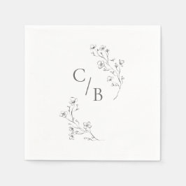 Monogrammed Boho Cherry Blommar Blommigt Bröllop Pappersservett