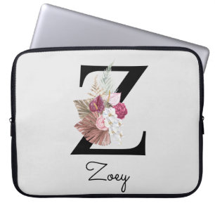 Monogrammed Boho Flowers Initial Z Laptop Fodral