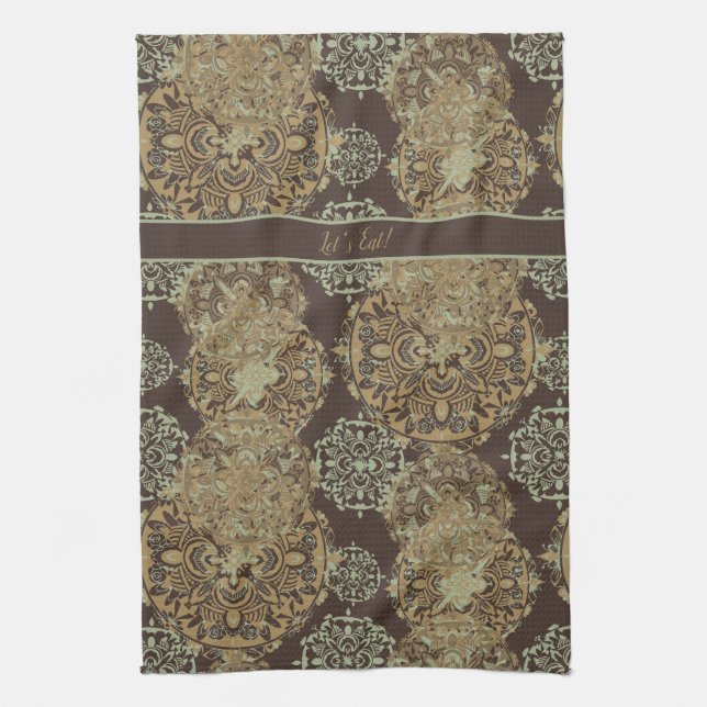 Monogrammed Boho Moody Mandalas Kökshandduk (Vertikal)