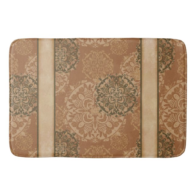 Monogrammed Boho Mörk Rust Mandalas Badrumsmatta (Framsidan)