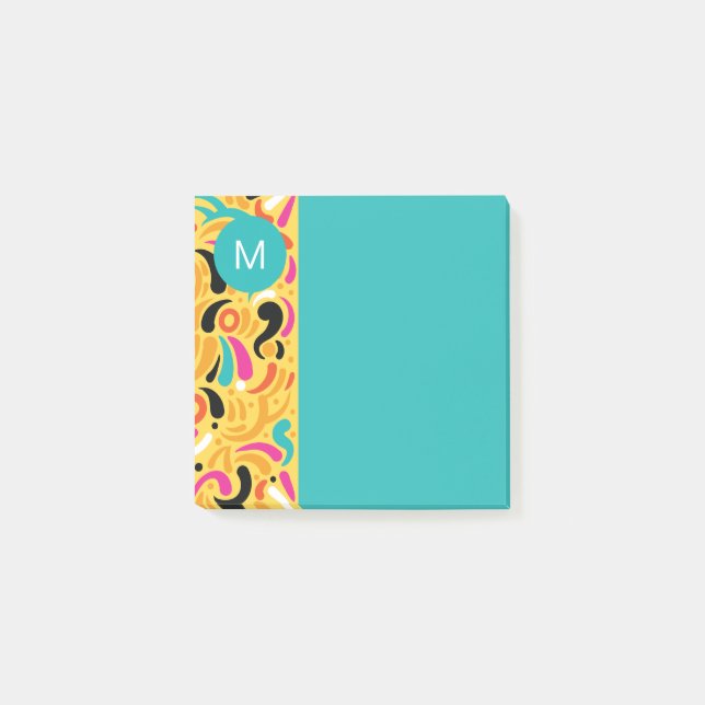 Monogrammed Boldy Colored Abstract Post-it Block (Framsida)