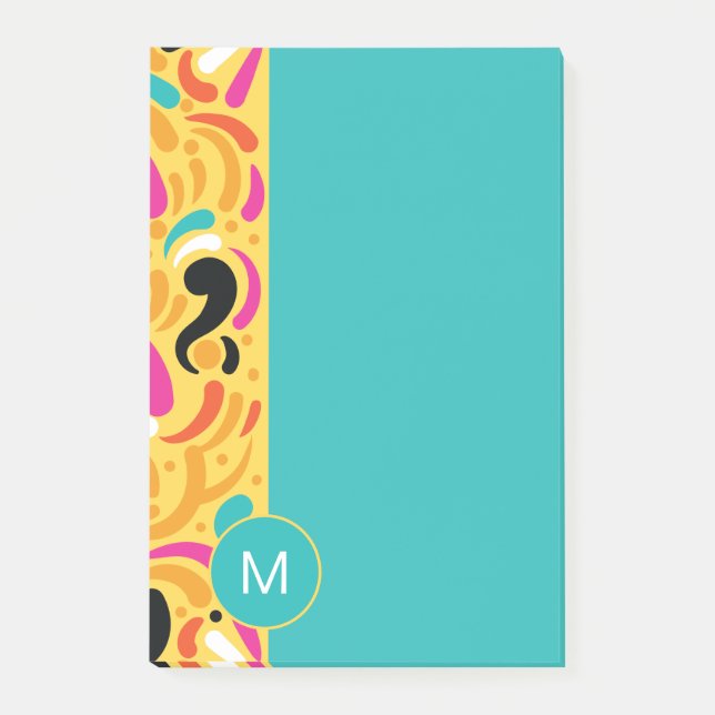 Monogrammed Boldy Colored Abstract Post-it Block (Framsida)