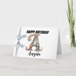 Monogrammed brev ’A’ Grattis på födelsedagen Kort