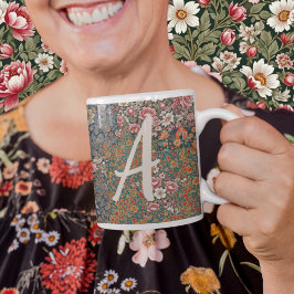 Monogrammed Brev cottagecore Cottage blommigt Två-Tonad Mugg