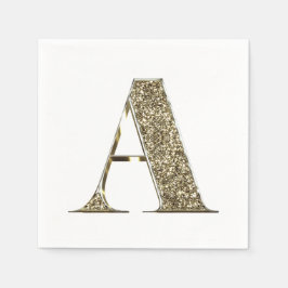 Monogrammed Brev Initial A Guld Sparkles Elegant Pappersservett
