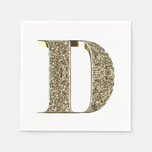 Monogrammed Brev Initial D Guld Sparkles Elegant Pappersservett