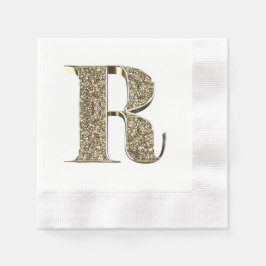 Monogrammed Brev Initial Guld Sparkles Elegant Pappersservett