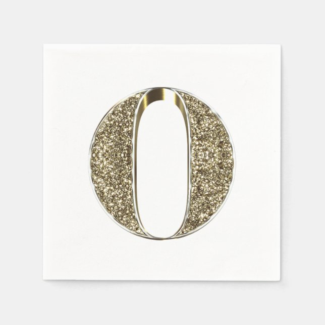 Monogrammed Brev Initial Guld Sparkles Elegant Pappersservett (Framsidan)