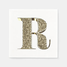 Monogrammed Brev Initial Guld Sparkles Elegant Pappersservett