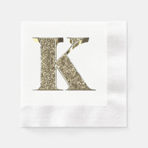 Monogrammed Brev Initial K Guld Sparkles Elegant Pappersservett