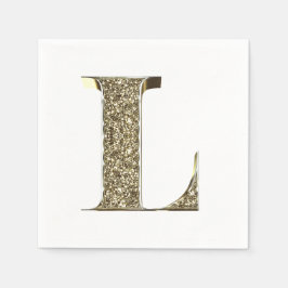 Monogrammed Brev Initial L Guld Sparkles Elegant Pappersservett