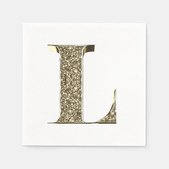 Monogrammed Brev Initial L Guld Sparkles Elegant Pappersservett (Framsidan)