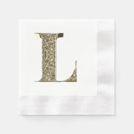 Monogrammed Brev Initial L Guld Sparkles Elegant Pappersservett