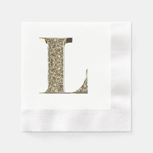 Monogrammed Brev Initial L Guld Sparkles Elegant Pappersservett (Framsidan)