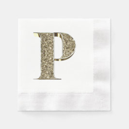 Monogrammed Brev Initial P Guld Sparkles Elegant Pappersservett