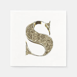 Monogrammed Brev Initial S Guld Sparkles Elegant Pappersservett