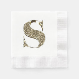 Monogrammed Brev Initial S Guld Sparkles Elegant Pappersservett