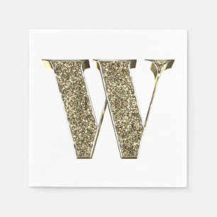Monogrammed Brev Initial W Guld Sparkles Elegant Pappersservett