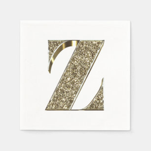 Monogrammed Brev Initial Z Guld Sparkles Elegant Pappersservett