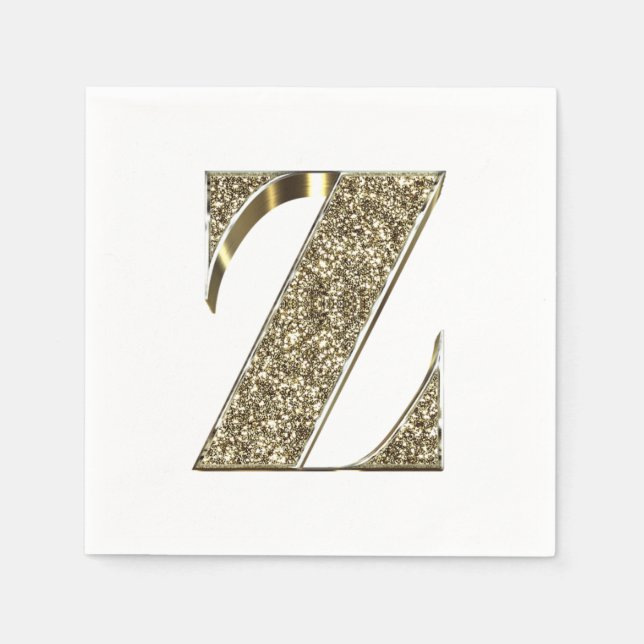 Monogrammed Brev Initial Z Guld Sparkles Elegant Pappersservett (Framsidan)
