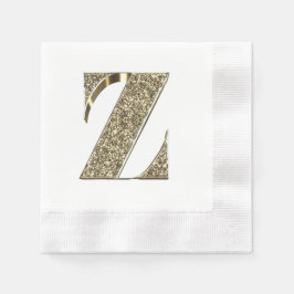 Monogrammed Brev Initial Z Guld Sparkles Elegant Pappersservett