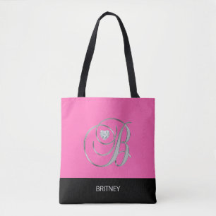 Monogrammed brev initialt B för svart SHOCK ROSA Tygkasse