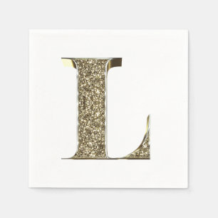 Monogrammed brev initialt L eleganta guldSparkles Pappersservett