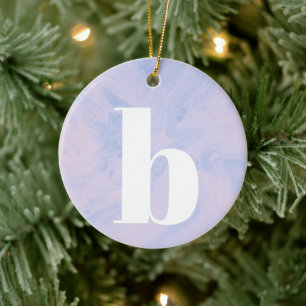 Monogrammed Brev Pastel Lavender Rosa jul Julgransprydnad Keramik