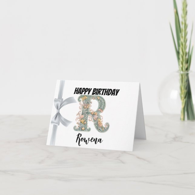 Monogrammed brev ’R’ Grattis på födelsedagen Kort (Framsida)