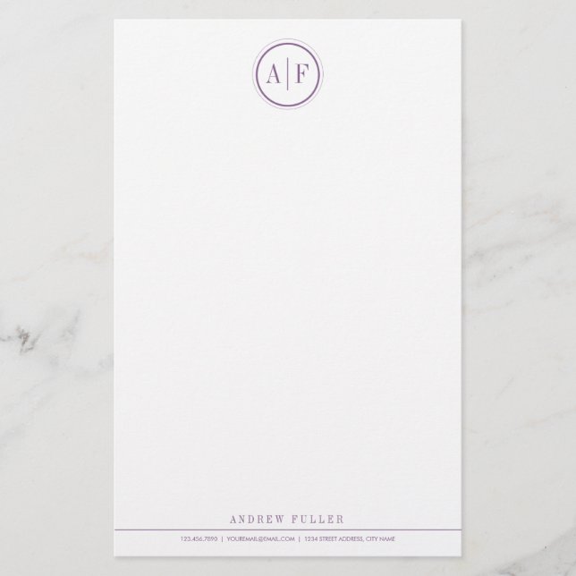 Monogrammed brevpapper för klassikerplommon (Framsida)