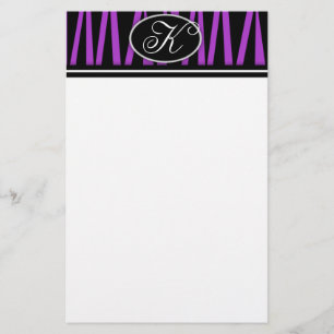 Monogrammed brevpapper för purpurfärgad zebra