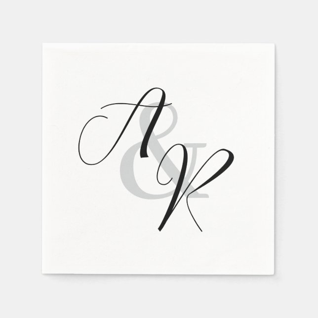 Monogrammed Bride och Groom Elegant bröllop Pappersservett (Framsidan)
