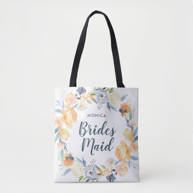 Monogrammed Bridesmaid, blommigt Tygkasse (Framsida)