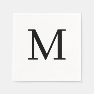 Monogrammed Bröllop Napkin Classic Black Design Pappersservett