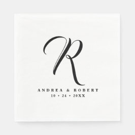 Monogrammed Bröllop Napkins med Namn Pappersservett