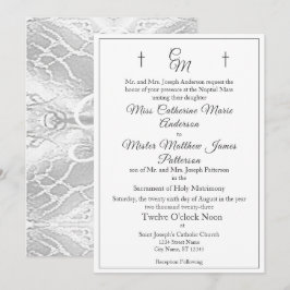 Monogrammed-bröllopsinbjudan till katolska faux-sa inbjudningar