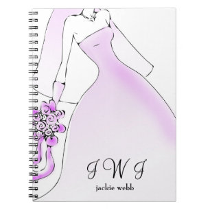 Monogrammed brud- journalanteckningsbok anteckningsbok med spiral