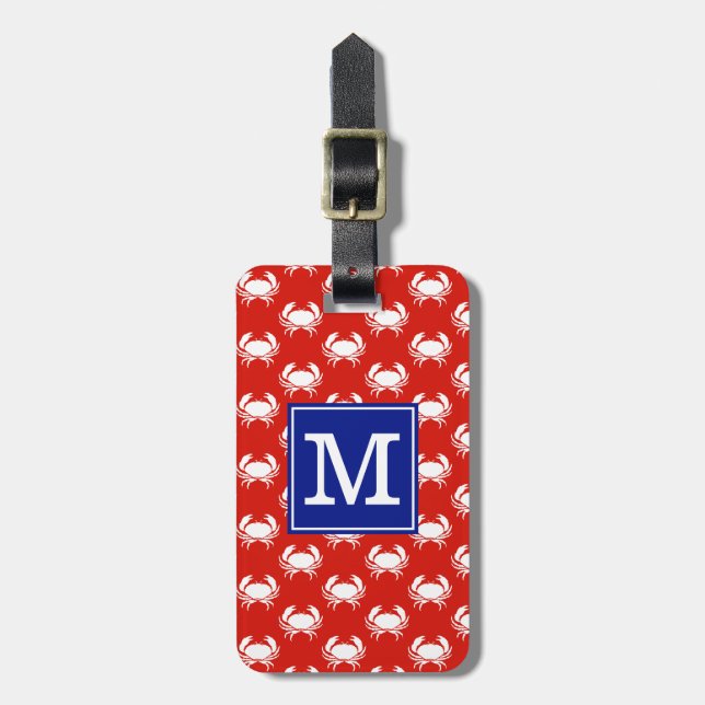 Monogrammed BS Crabs Red Bagagebricka (Vertikal Framsida)