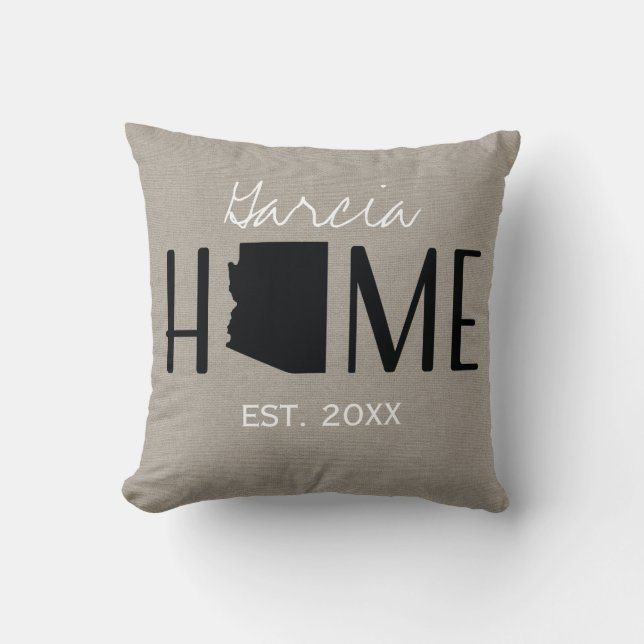 Monogrammed Burlap Home State Arizona | Kudde (Framsida)