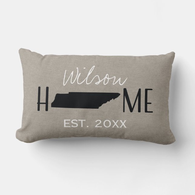 Monogrammed Burlap Home State Tennessee | Lumbarkudde (Framsida)