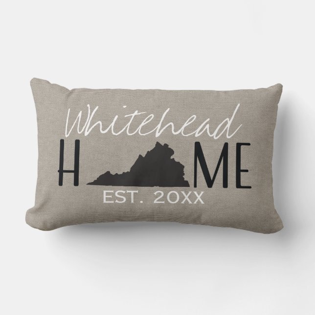 Monogrammed Burlap Home State Virginia | Lumbarkudde (Framsida)