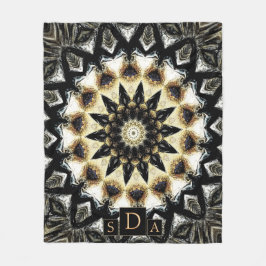 Monogrammed Campfire Wood Mandala Fleecefilt