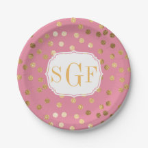 Monogrammed Candy Rosa och Guld Glitter City Dots