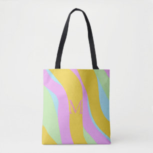 Monogrammed Caribe-Gult, Light Blue, Rosa, Mint Tygkasse