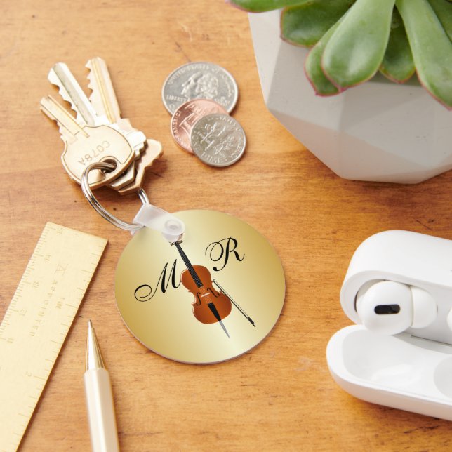 Monogrammed Cello Nyckelring (Skrivbord)